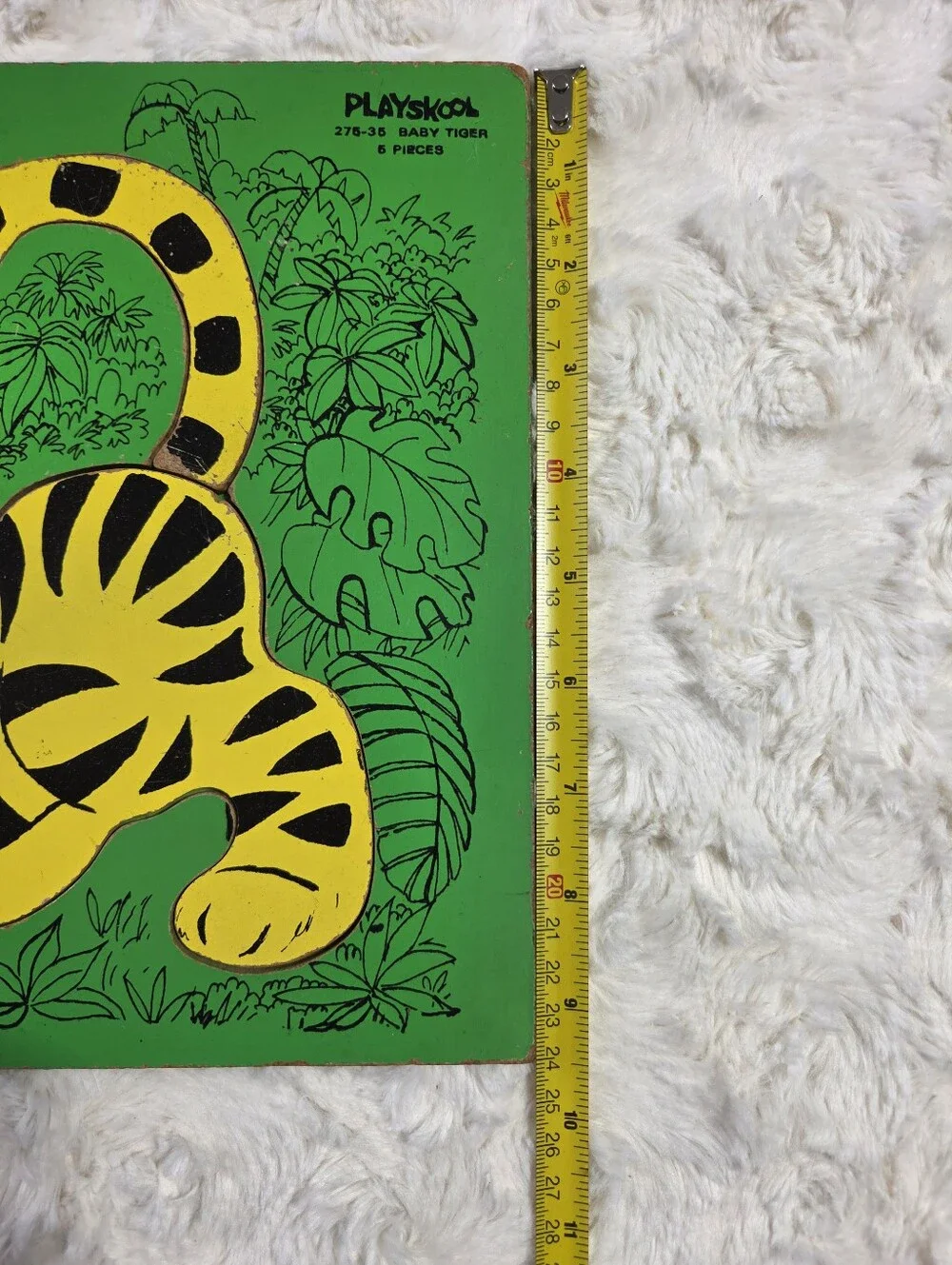 Playskool - Vintage Baby Tiger With Mouse 5 Piece Wooden Tray Puzzle